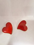 Red big hearts stud earrings