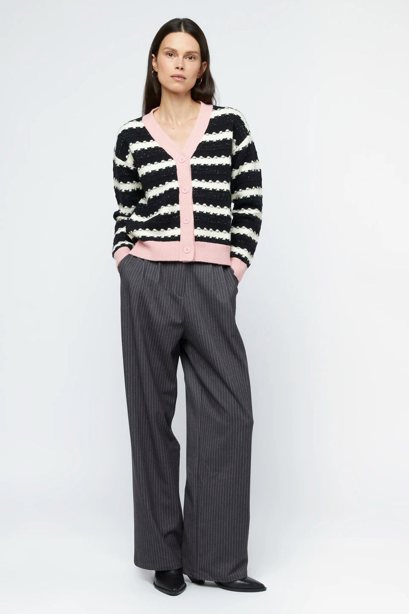 Striped combination cardigan