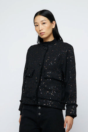 Black sequin tweed jacket