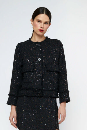 Black sequin tweed jacket