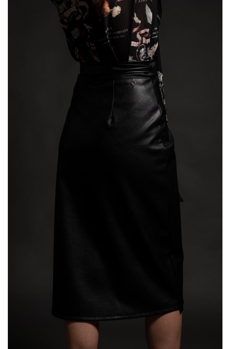 SUBCULTURE WRAP SKIRT -Eco Leather black