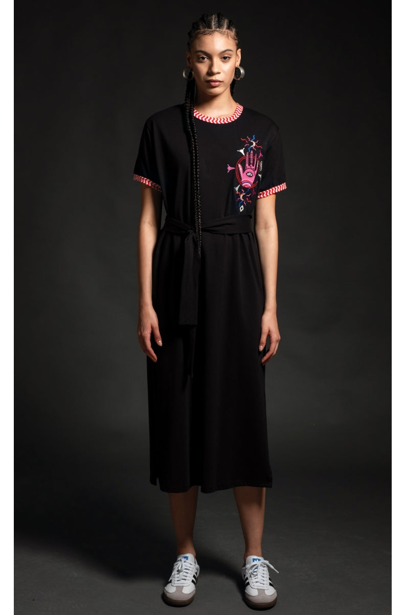 DREAM LONG DRESS - Cotton with embroidery black