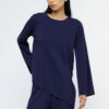 Asymmetrical blue knit sweater