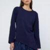 Asymmetrical blue knit sweater