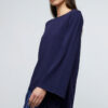 Asymmetrical blue knit sweater