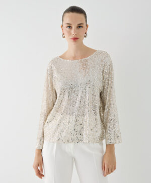 ACCESS SEQUIN V-BACK BLOUSE