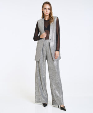 ACCESS SEQUIN HIGH-WAIST WIDE-LEG PANTS