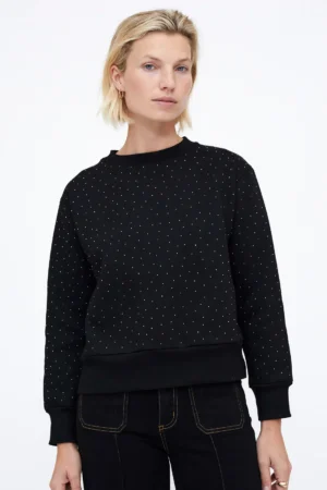 WILD PONY Black sweatshirt with silver rhinestones