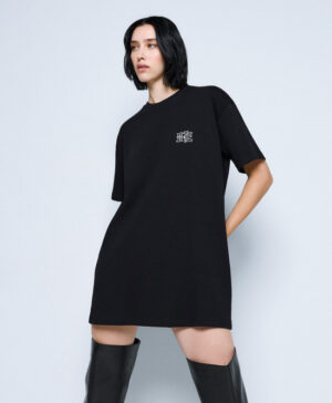 ACCESS BLACK EMBROIDERED COTTON T-SHIRT