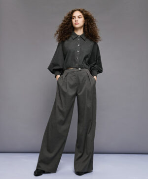 ACCESS WIDE-LEG PLEATED PANTS GREY