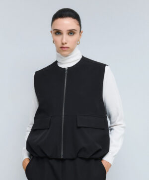 ACCESS BLACK ZIP-UP SLEEVELESS JACKET