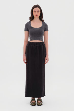 DIRTY LAUNDRY MAXI SKIRT WITH RAW EDGES Vintage Black