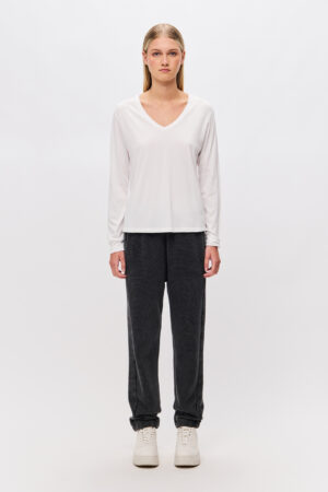 DIRTY LAUNDRY Elastic Waist Waffle Sweatpants in Vintage Black