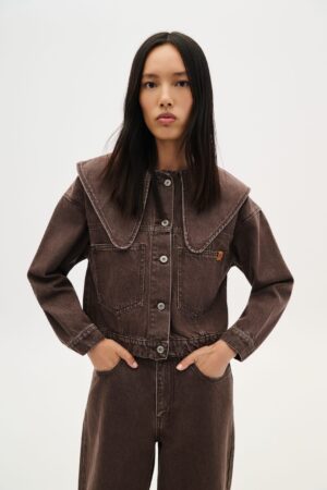 COMBOS Denim Jacket Crop Brown