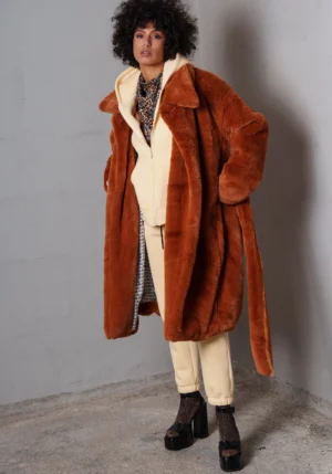 COLLECTIVA NOIR LONDON FUR COAT BROWN
