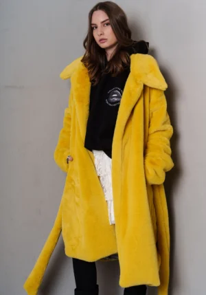 COLLECTIVA NOIR LONDON FUR COAT YELLOW