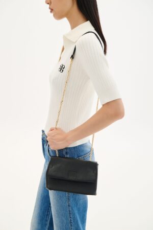 COMBOS Bag Leather Tote Chain BLACK