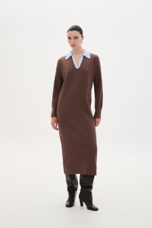COMBOS Dress Maxi V Polo BROWN