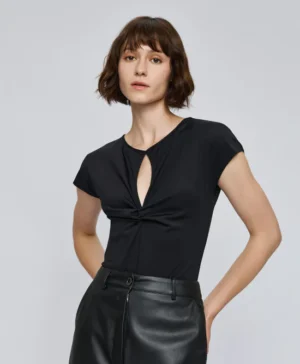 ACCESS Bodysuit with Cut-Out and Knot Detail BLACK
