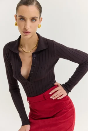 HEMITHEA Specter Top (Dark Brown )