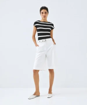 ACCESS High-Waisted Bermuda Shorts WHITE