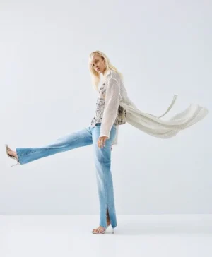 ACCESS Flared Denim Pants with Slits