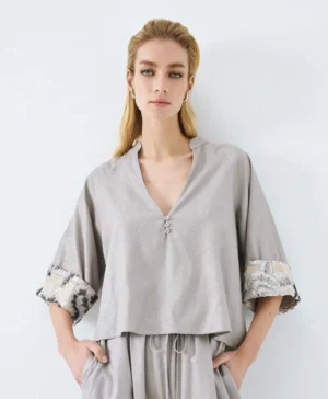 ACCESS Top with Sequin Details SILVER