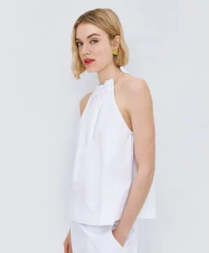 ACCESS Halter Top with Metallic Detail WHITE