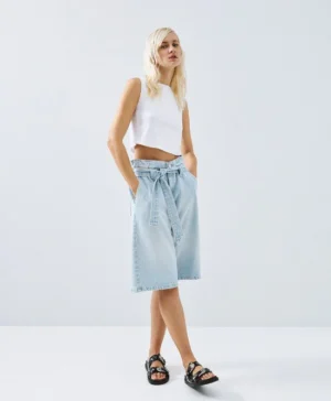 ACCESS Denim Bermuda Shorts with Belt