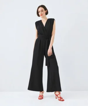 ACCESS Wrap Jumpsuit with Belt BLACK