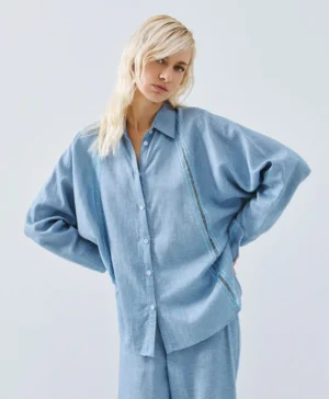 ACCESS Shirt with Lace Detail STEEL