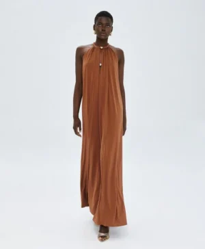 ACCESS Halter Maxi Dress with Metallic Details