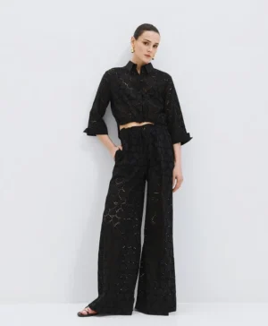 ACCESS BRODERIE PANTS BLACK