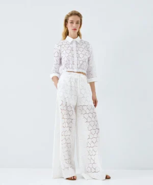 ACCESS BRODERIE PANTS OFF WHITE