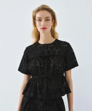 ACCESS BRODERIE SHIRT BLACK