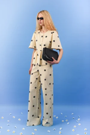 ARPYES DAISY GABARDINE PANTS BLACK