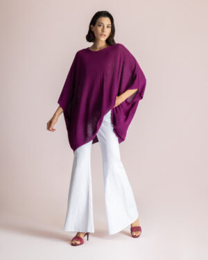 MOUTAKI Magenta Knit Blouse