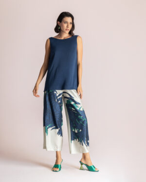 MOUTAKI Satin Navy Top