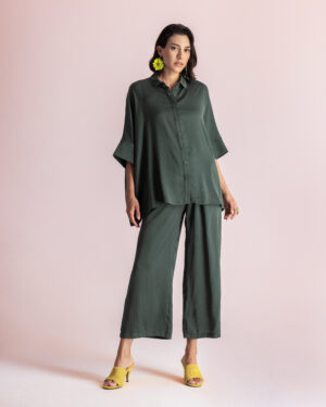 MOUTAKI Satin Khaki Shirt