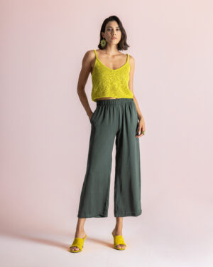 MOUTAKI Satin Khaki Pants