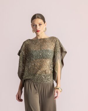 MOUTAKI Khaki Shiny Tunic