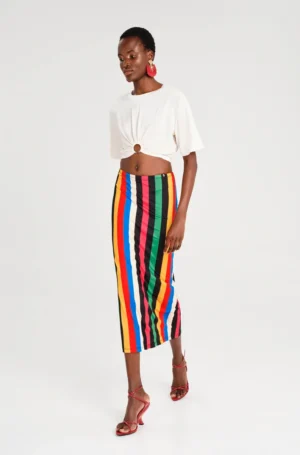 PEACE AND CHAOS RHYTHM MIDI SKIRT