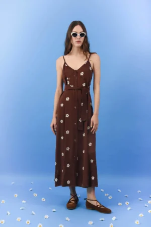 ARPYES DAISY DRESS BROWN