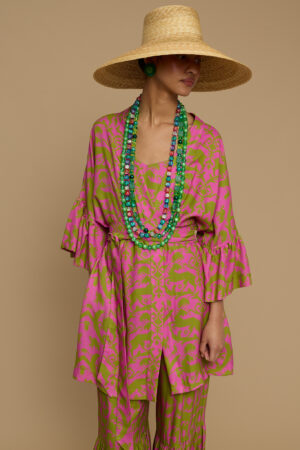 MELITTA KIMONO AMORGOS (CYCLADES GREEN/PINK PRINT)