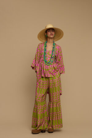 MELITTA PANTS AMORGOS (CYCLADES GREEN/PINK PRINT)