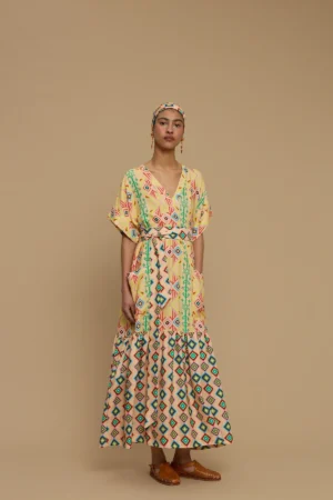 MELITTA MAXI DRESS TINOS (SIFNOS BIRD SALMON PRINT)