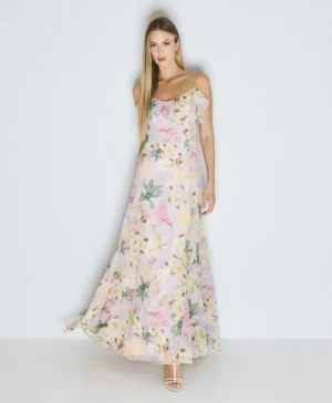 ACCESS Floral Maxi Dress with Ruffles LILA