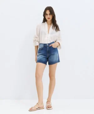 ACCESS High-waisted denim shorts