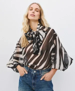 ACCESS Animal print blouse with a tie