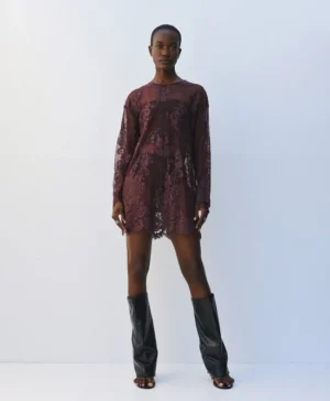 ACCESS Long lace blouse PLUM
